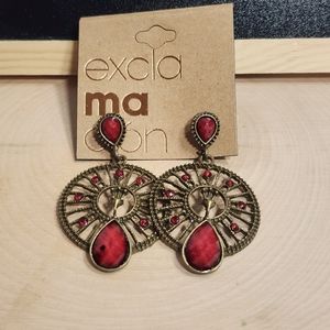 exclamacion Earrings/Red and Gold /Women's/ NWT